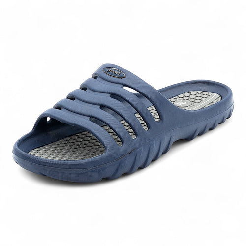 CKK SCHUHE blaue Herren Badeschuhe mit grauem Fußbett-Akzent und ergonomischer Passform.