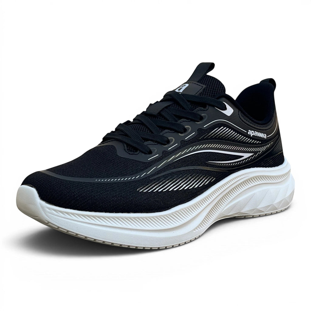 CKK SCHUHE leichter schwarzer Herren-Laufschuh mit atmungsaktivem Textilgewebe und weißer Dämpfungssohle