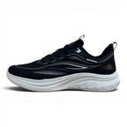 CKK SCHUHE leichter schwarzer Herren-Laufschuh mit atmungsaktivem Textilgewebe, weißer Dämpfungssohle und Reflektoren