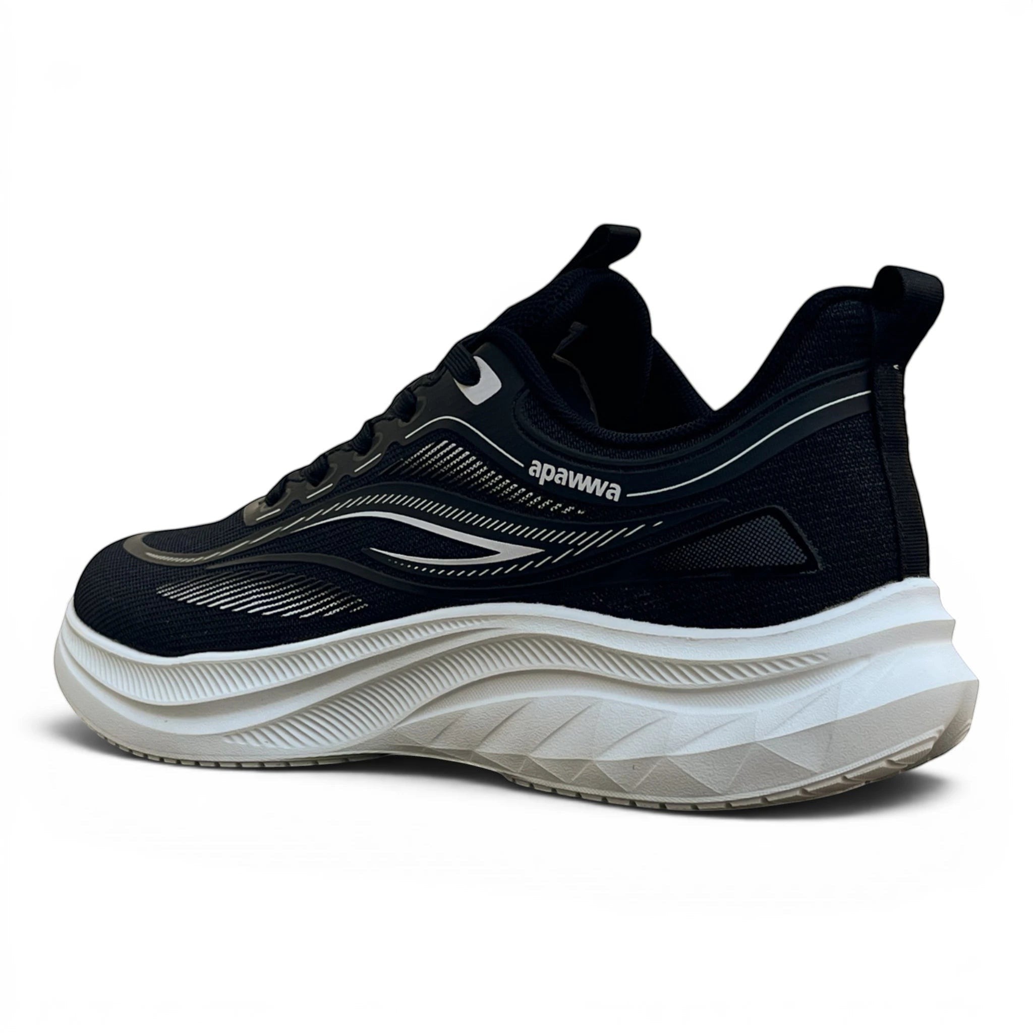 CKK SCHUHE leichter schwarzer Herren-Laufschuh mit atmungsaktivem Textilgewebe, reflektierenden Details und Dämpfungssohle