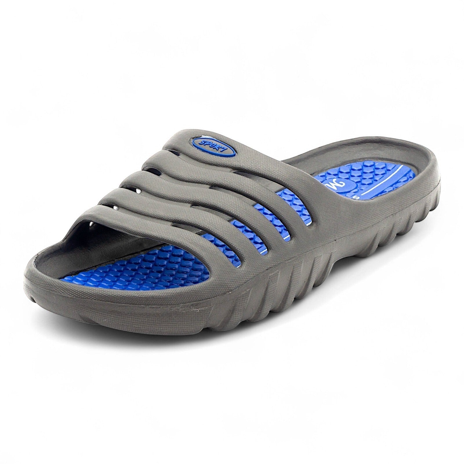 CKK SCHUHE graue Herren Badeschuhe mit blauem Fußbett-Akzent und ergonomischer Passform.