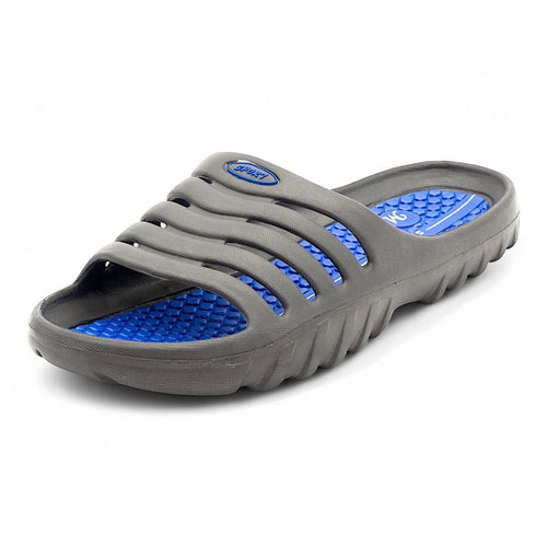 CKK SCHUHE graue Herren Badeschuhe mit blauem Fußbett-Akzent und ergonomischer Passform.