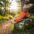 CKK SCHUHE leuchtend orange Wanderschuhe mit Schnürung und atmungsaktivem Mesh-Obermaterial, ideal für Trekking.