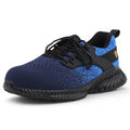 CKK SCHUHE sportlicher Herren Sicherheitsschuh S1 in Schwarz mit blauem Grafik-Details und Stahlkappe.