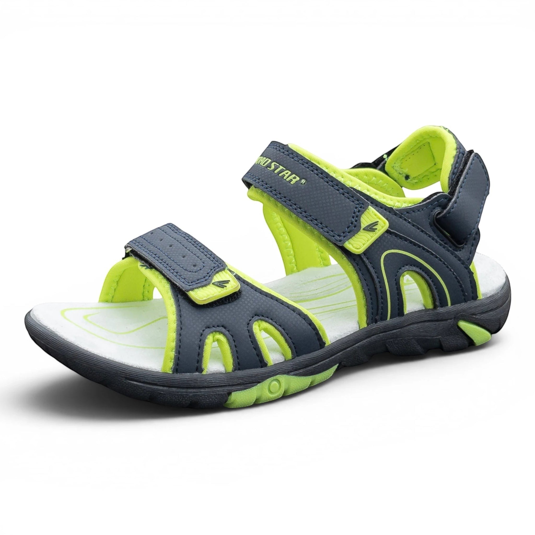 Dunkelblau Gruene CKK Trekking Sandalen für Damen und Herren mit Klettverschluss, verstellbaren Riemen und robuster Profilsohle. Geeignet für Freizeit, Alltag und Outdoor.